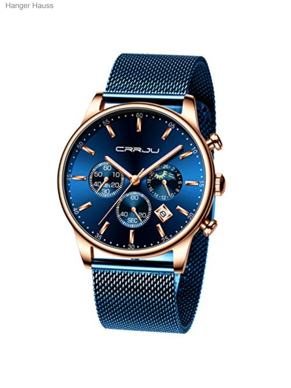 Men's Casual Quartz Watch Chronograph Date Waterproof 30M Full Steel Mesh Strap